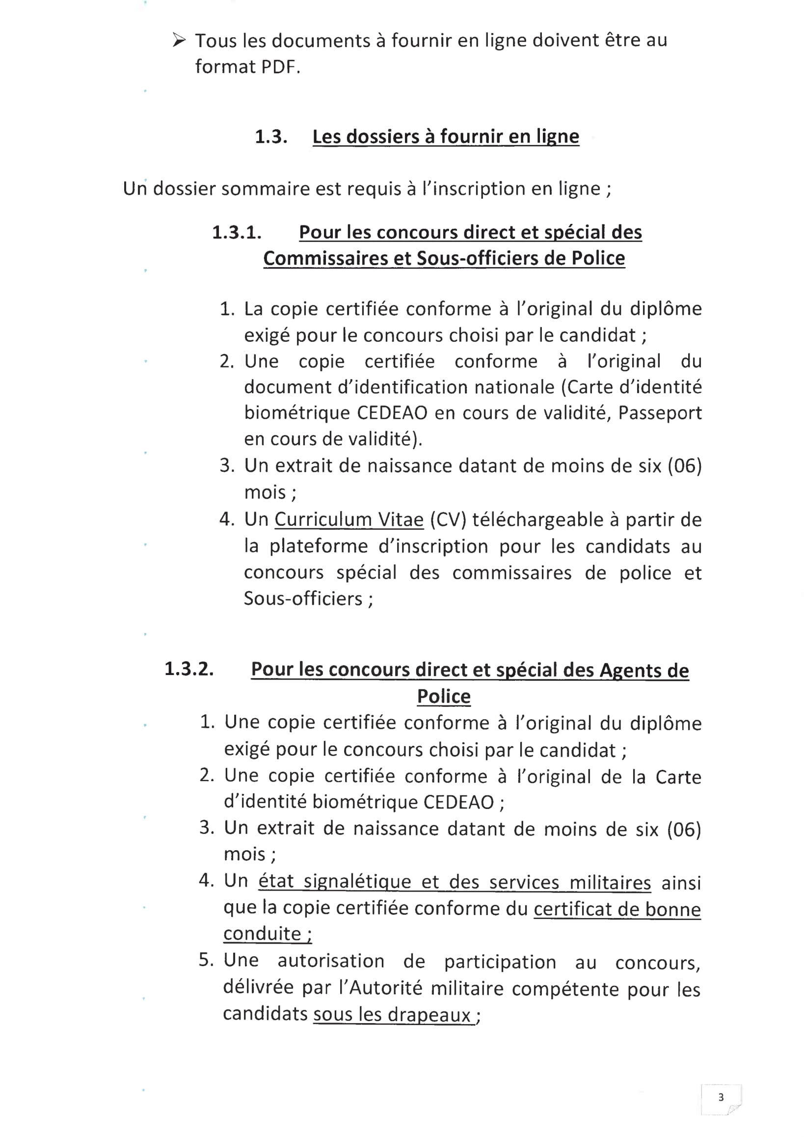 Démarrage des inscriptions en ligne au concours police 2023 ce lundi