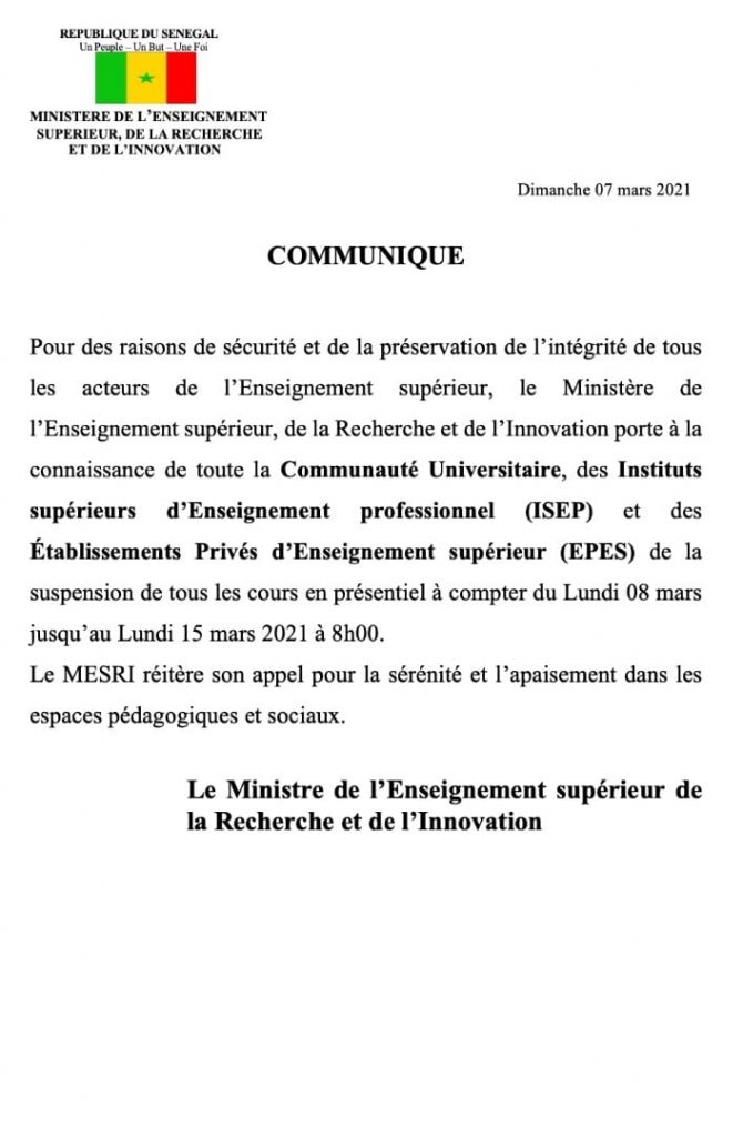 Les cours suspendus dans les universités aussi! 2 158396292 4209819129070914 4606334824552191559 o