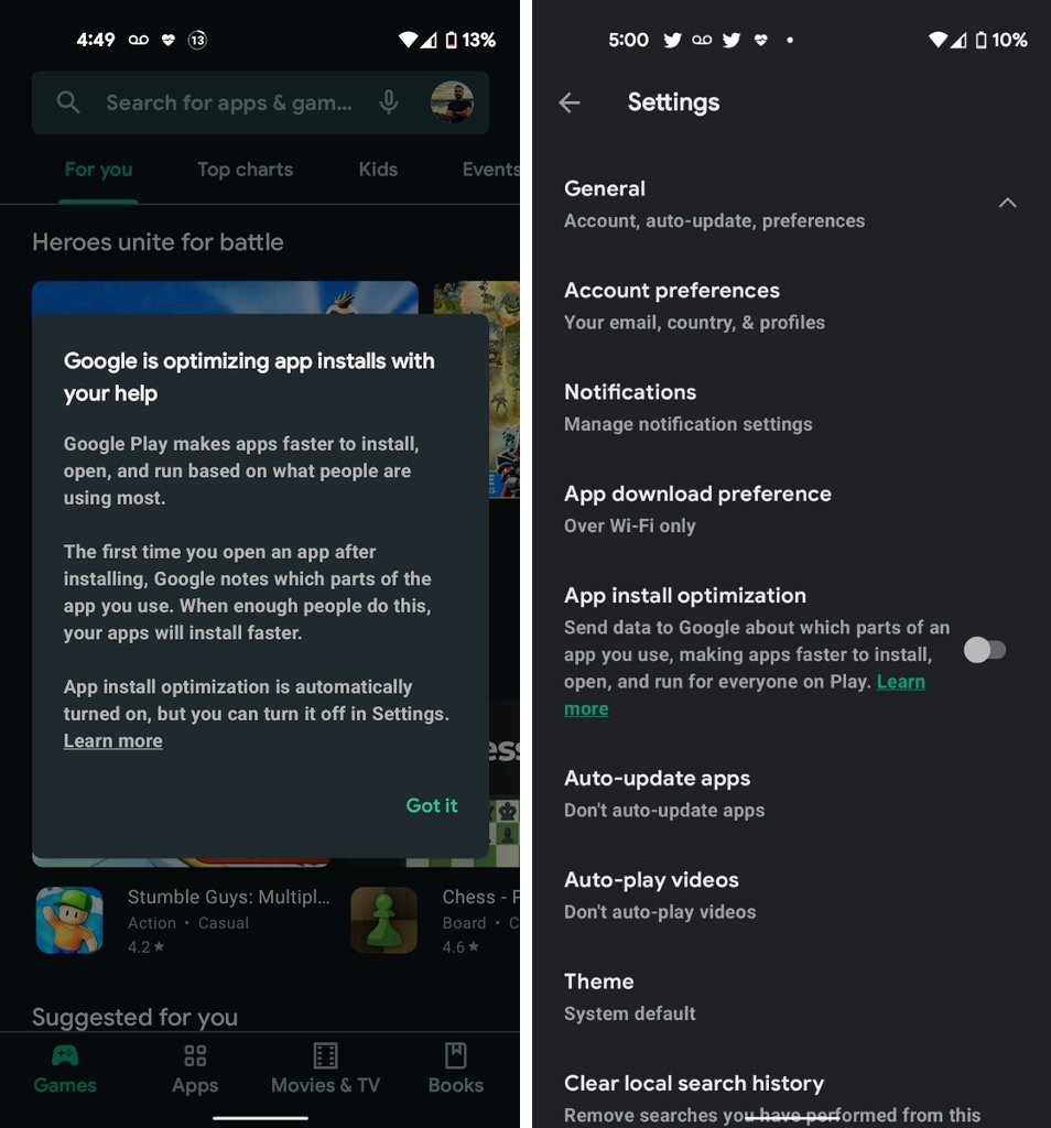 Google veut optimiser le téléchargement des applications Android 2 app install optimization prompt