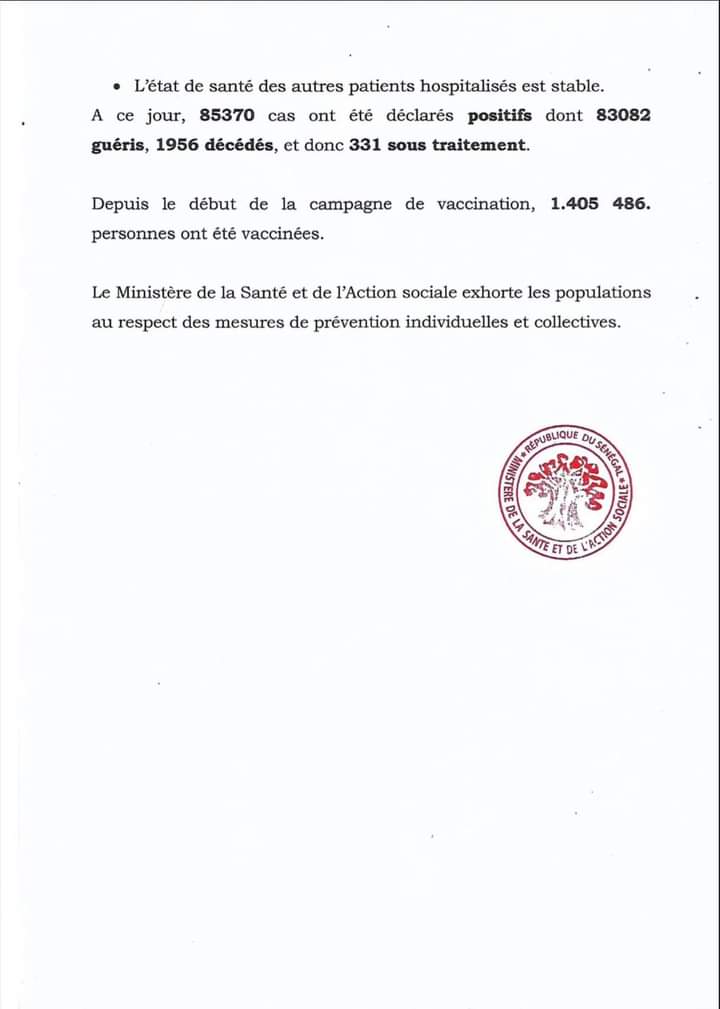 🇸🇳 COVID-19 Sénégal : Communiqué 712/12 Février 2022 3 FB IMG 1644672426063