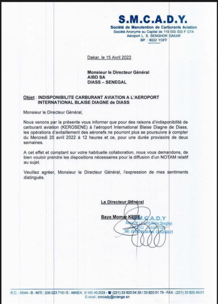 🇸🇳 L’alerte rupture de Kérosene à l’aéroport international Blaise Diagne (AIBD) 2 1650302911 625d9fbf958d92098443910776611362
