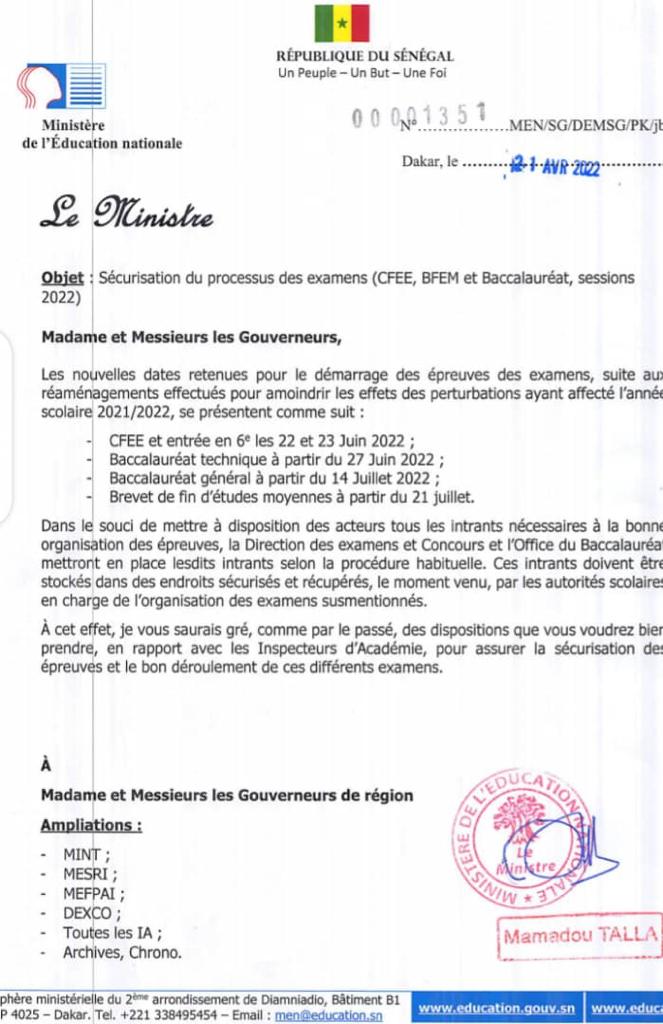 🇸🇳 Bac 2022: La date des examens fixée au 14 juillet 2 7c95c354 c26e 4267 8390 dbd5a5e579d7