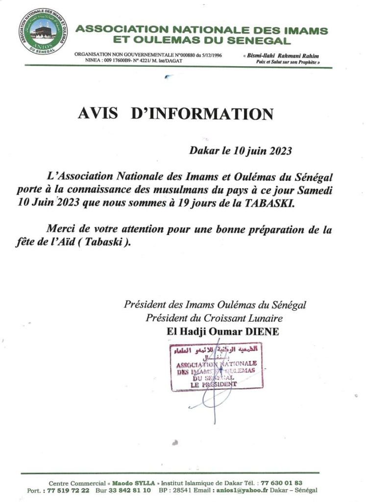 🇸🇳 La Tabaski aura lieu dans 19 jours selon l’ANIOS 2 image 108