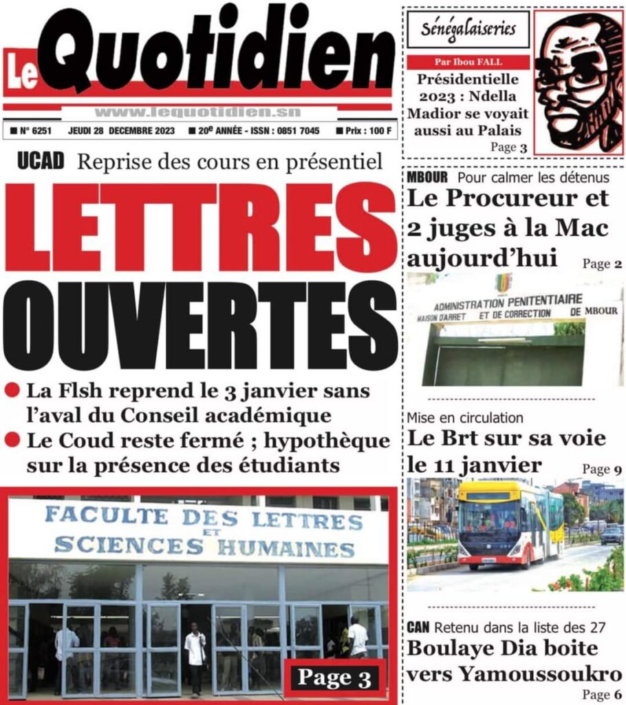 🇸🇳 Les gros titres du jour au Sénégal : Jeudi 28 Décembre 2023 45 FB IMG 1703744564078 1