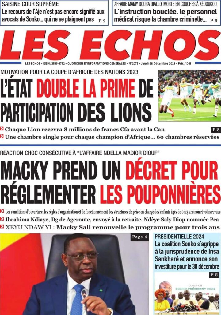 🇸🇳 Les gros titres du jour au Sénégal : Jeudi 28 Décembre 2023 40 FB IMG 1703744571823 1