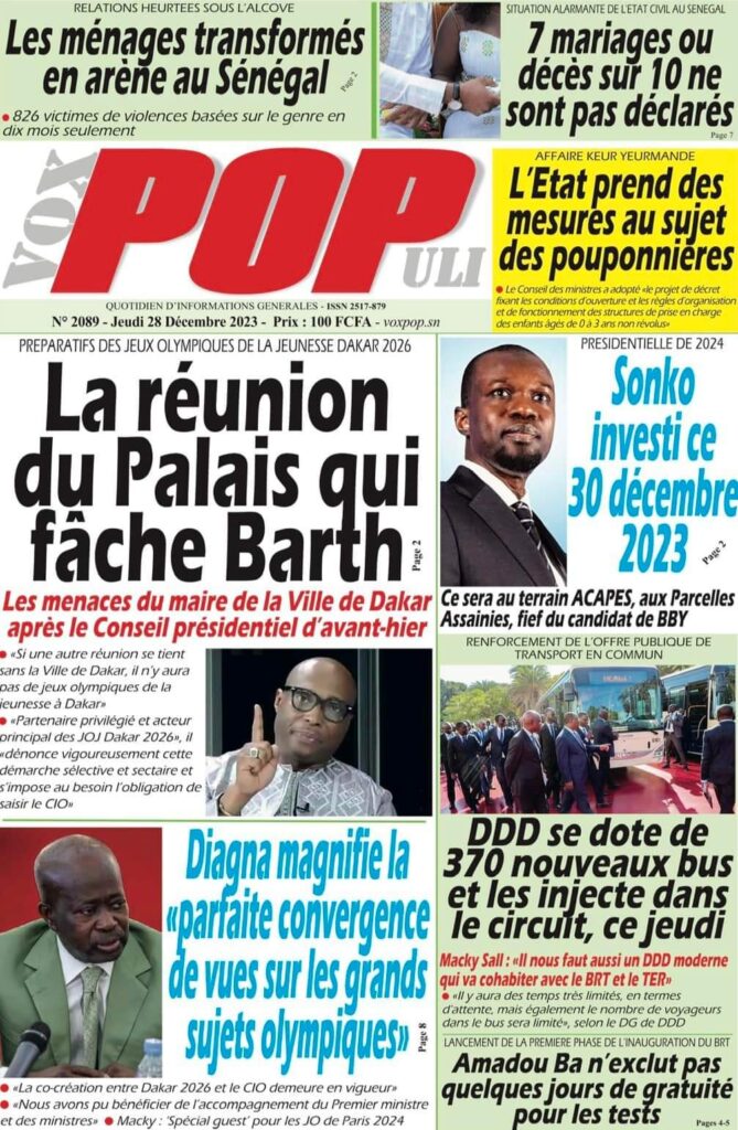 🇸🇳 Les gros titres du jour au Sénégal : Jeudi 28 Décembre 2023 37 FB IMG 1703744575982 1
