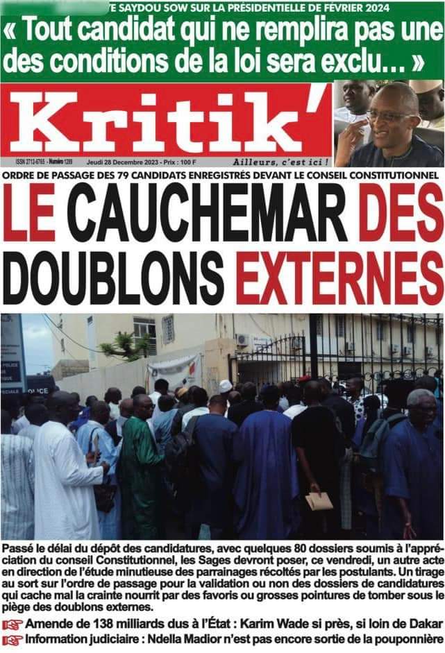 🇸🇳 Les gros titres du jour au Sénégal : Jeudi 28 Décembre 2023 19 FB IMG 1703744603690 1