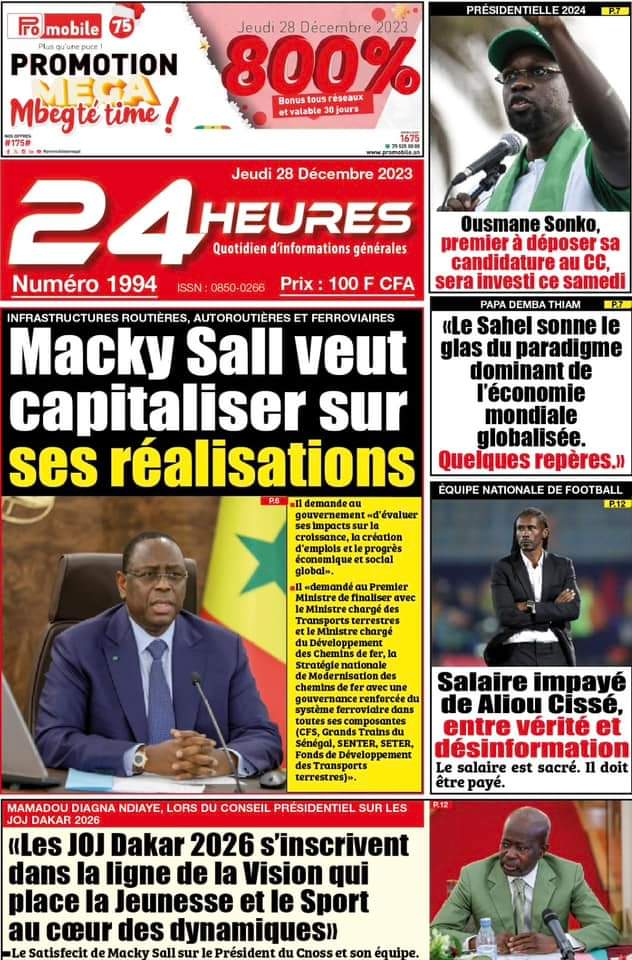 🇸🇳 Les gros titres du jour au Sénégal : Jeudi 28 Décembre 2023 11 FB IMG 1703744616239