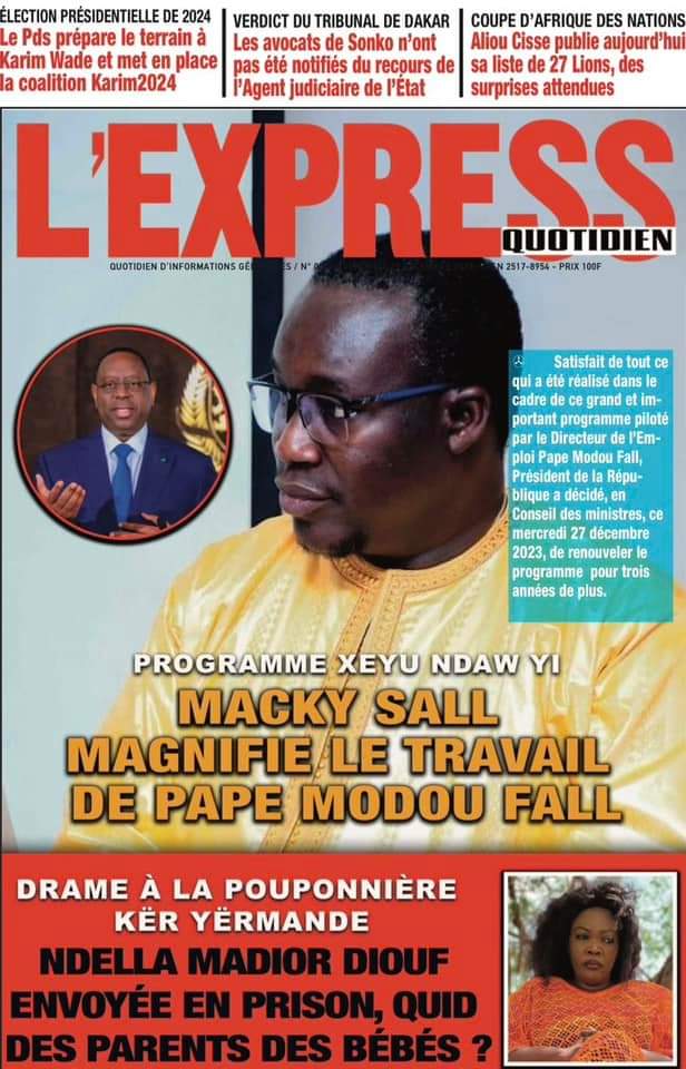 🇸🇳 Les gros titres du jour au Sénégal : Vendredi 29 Décembre 2023 29 FB IMG 1703830849417