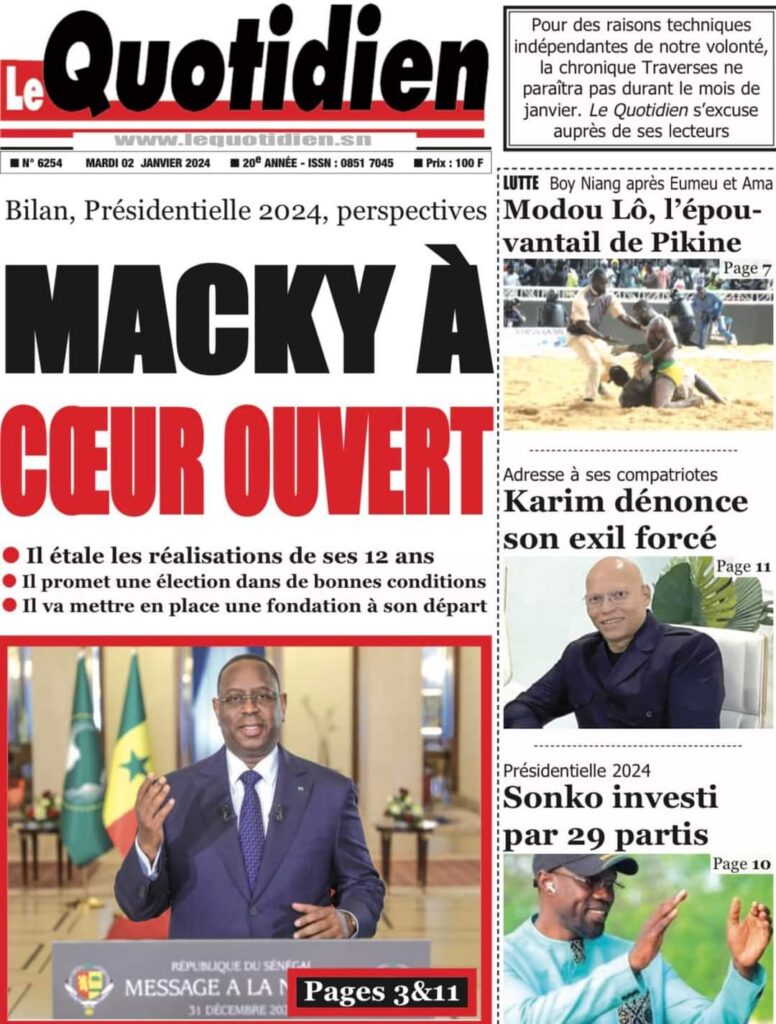 🇸🇳 Les gros titres du jour au Sénégal : Mardi 02 Janvier 2024 31 FB IMG 1704177006836