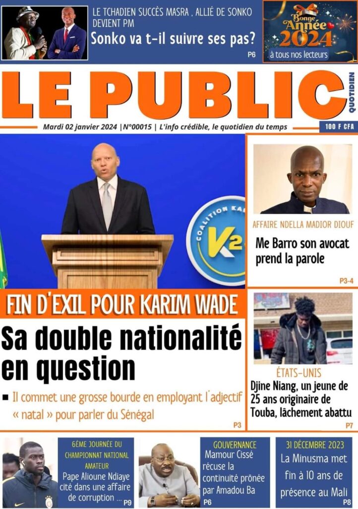 🇸🇳 Les gros titres du jour au Sénégal : Mardi 02 Janvier 2024 28 FB IMG 1704177011738