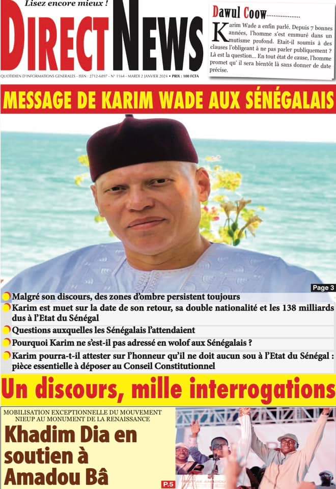 🇸🇳 Les gros titres du jour au Sénégal : Mardi 02 Janvier 2024 16 FB IMG 1704177029802