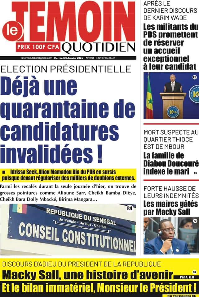 🇸🇳 Les gros titres du jour au Sénégal : Mercredi 03 Janvier 2024 41 FB IMG 1704263798749
