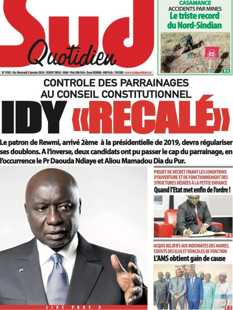 🇸🇳 Les gros titres du jour au Sénégal : Mercredi 03 Janvier 2024 38 FB IMG 1704263803196