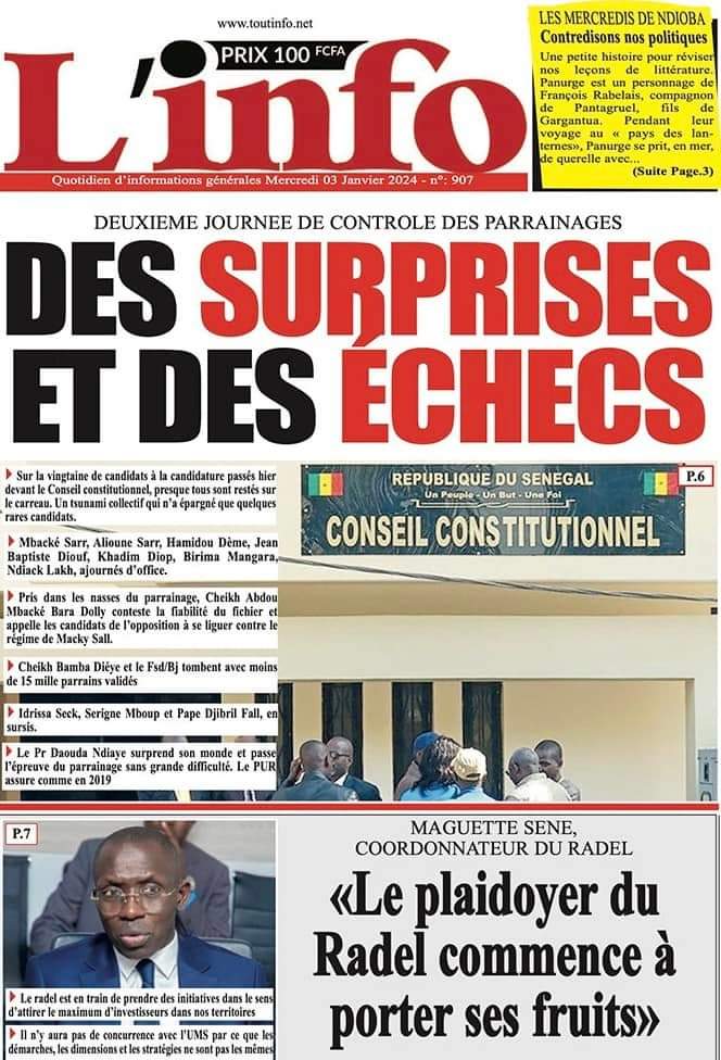 🇸🇳 Les gros titres du jour au Sénégal : Mercredi 03 Janvier 2024 35 FB IMG 1704263808418