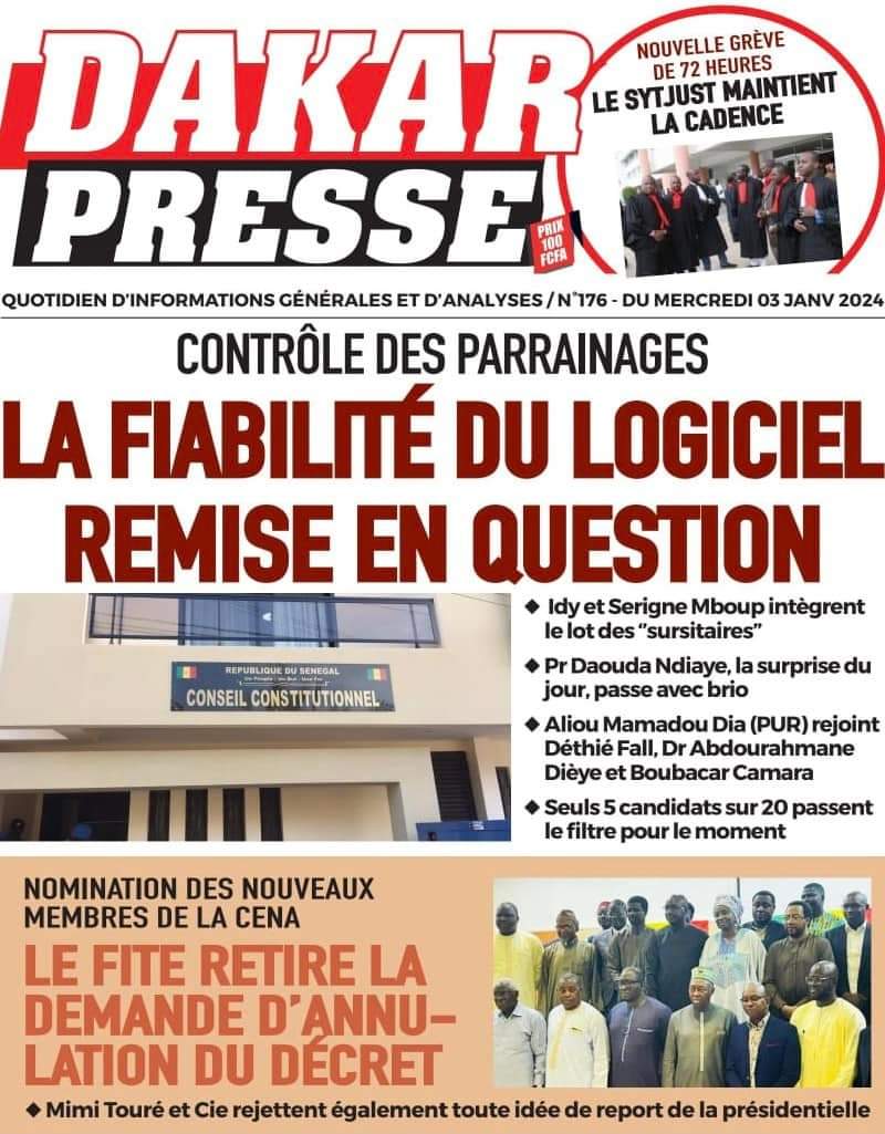 🇸🇳 Les gros titres du jour au Sénégal : Mercredi 03 Janvier 2024 33 FB IMG 1704263811221