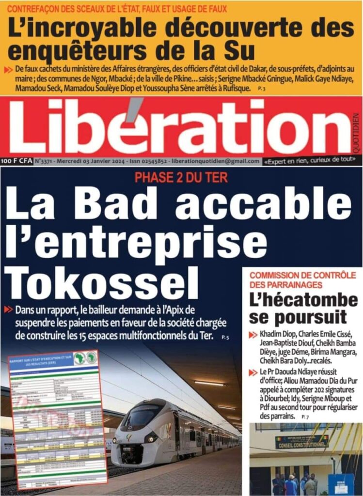 🇸🇳 Les gros titres du jour au Sénégal : Mercredi 03 Janvier 2024 32 FB IMG 1704263812605