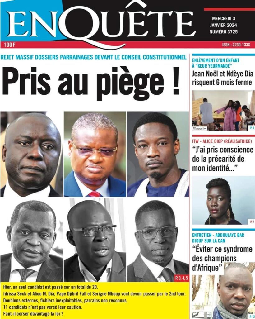 🇸🇳 Les gros titres du jour au Sénégal : Mercredi 03 Janvier 2024 30 FB IMG 1704263815957