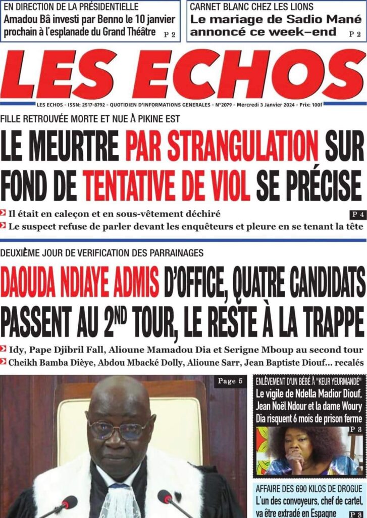 🇸🇳 Les gros titres du jour au Sénégal : Mercredi 03 Janvier 2024 29 FB IMG 1704263817389
