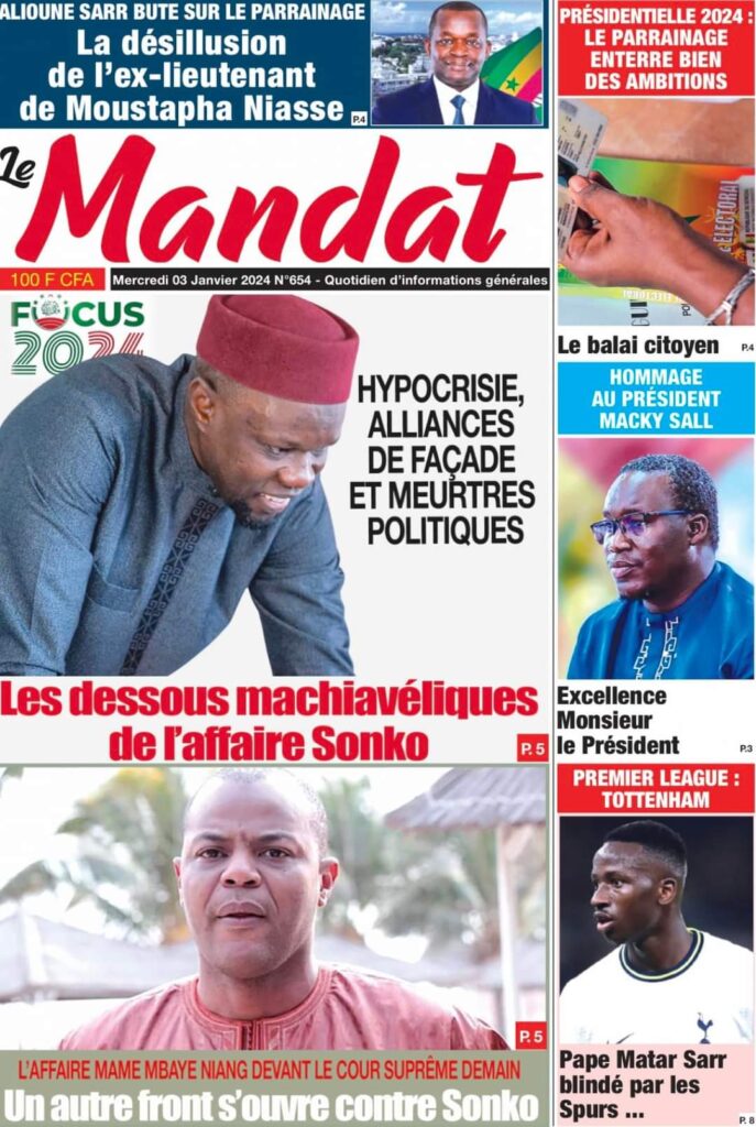 🇸🇳 Les gros titres du jour au Sénégal : Mercredi 03 Janvier 2024 27 FB IMG 1704263820656