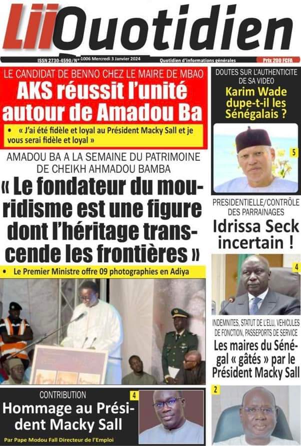 🇸🇳 Les gros titres du jour au Sénégal : Mercredi 03 Janvier 2024 17 FB IMG 1704263836447 1