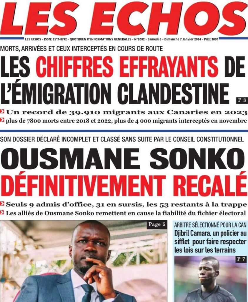 🇸🇳 Les gros titres du jour au Sénégal : Samedi 06 Janvier 2024 35 FB IMG 1704522665642