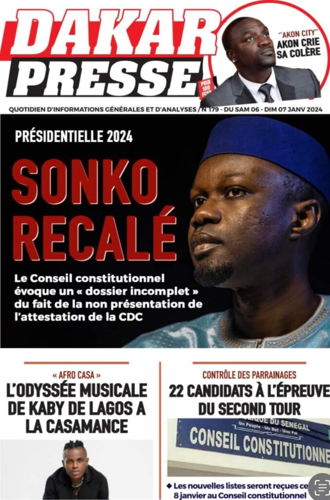 🇸🇳 Les gros titres du jour au Sénégal : Samedi 06 Janvier 2024 31 FB IMG 1704522671214