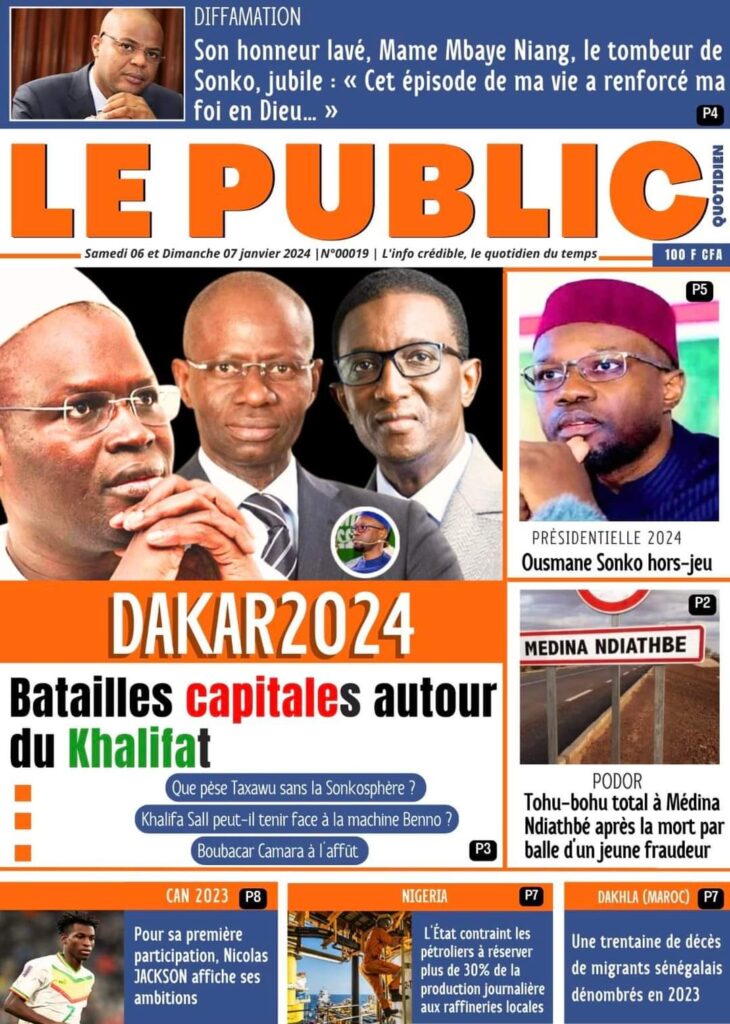 🇸🇳 Les gros titres du jour au Sénégal : Samedi 06 Janvier 2024 28 FB IMG 1704522679392
