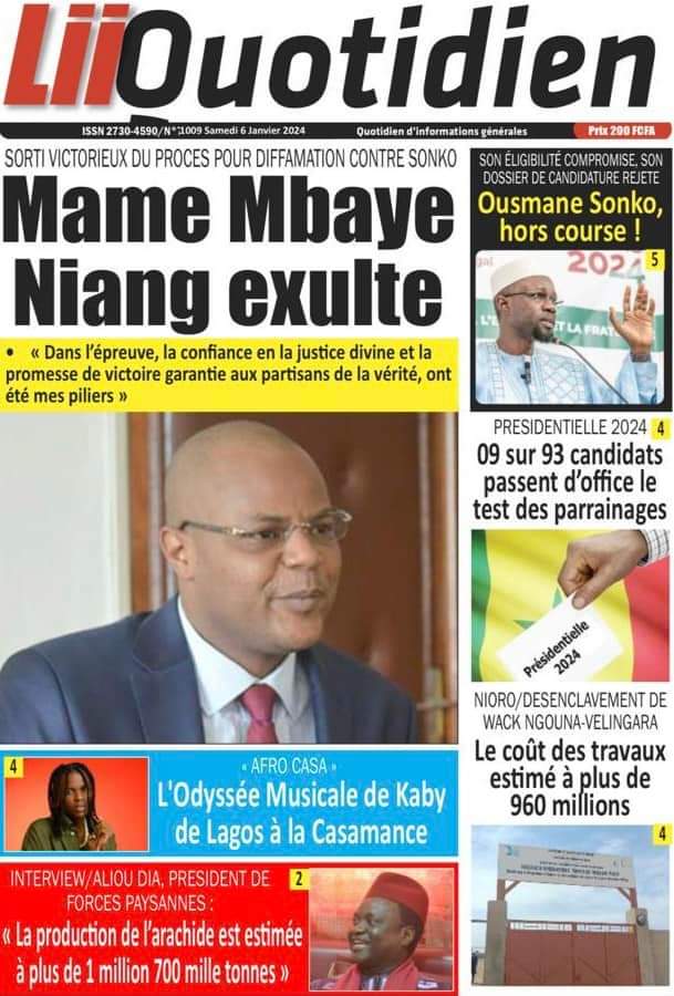 🇸🇳 Les gros titres du jour au Sénégal : Samedi 06 Janvier 2024 26 FB IMG 1704522682059