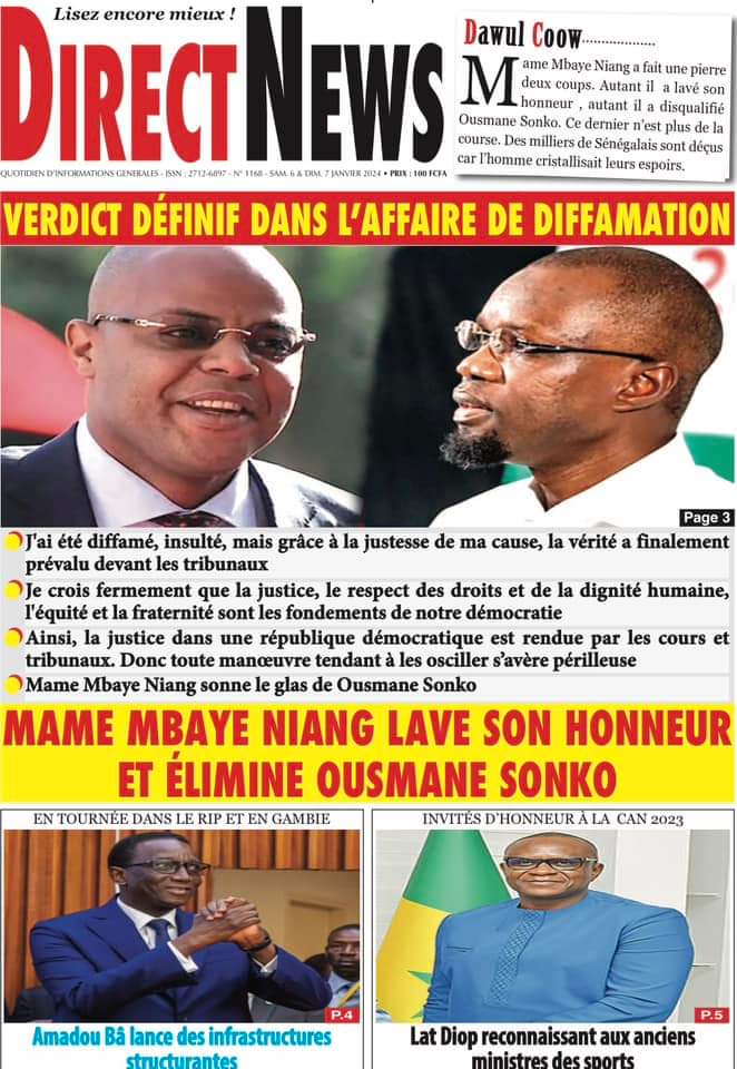 🇸🇳 Les gros titres du jour au Sénégal : Samedi 06 Janvier 2024 24 FB IMG 1704522688249