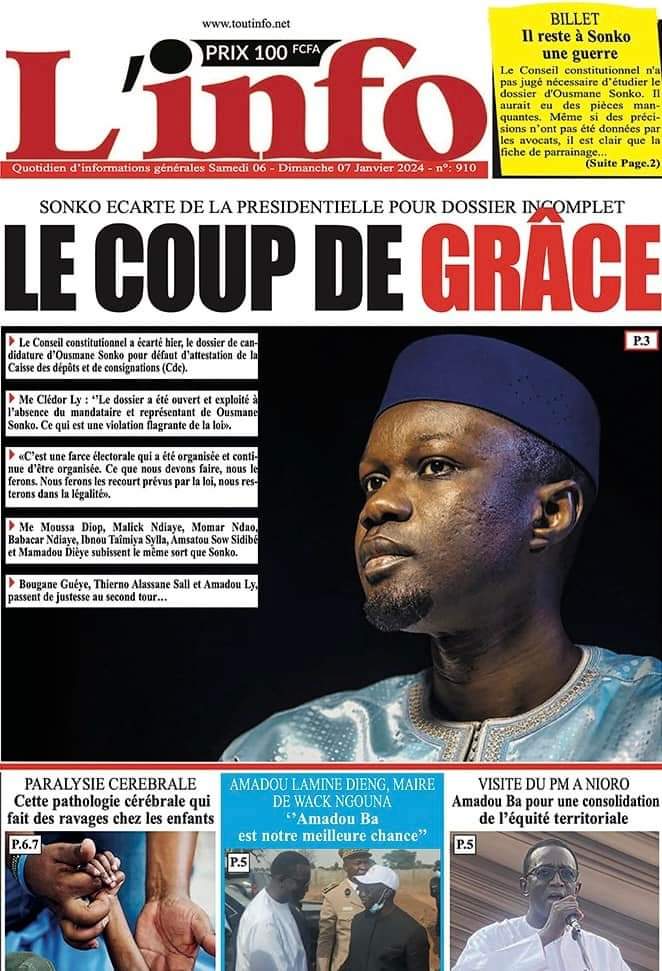 🇸🇳 Les gros titres du jour au Sénégal : Samedi 06 Janvier 2024 15 FB IMG 1704522702044