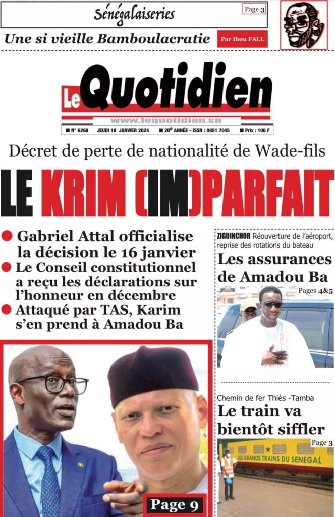 🇸🇳 Les gros titres du jour au Sénégal : Jeudi 18 Janvier 2024 42 FB IMG 1705567282078