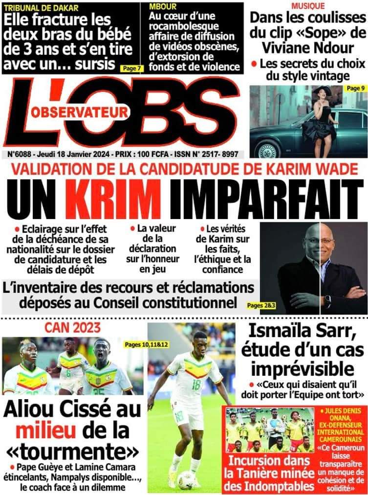 🇸🇳 Les gros titres du jour au Sénégal : Jeudi 18 Janvier 2024 41 FB IMG 1705567283994