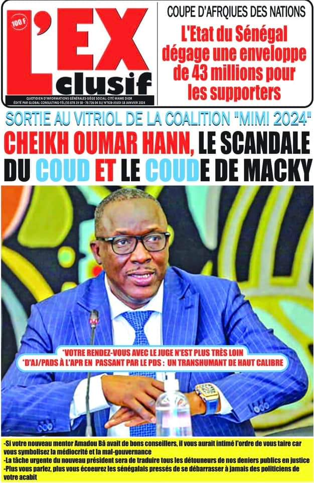 🇸🇳 Les gros titres du jour au Sénégal : Jeudi 18 Janvier 2024 33 FB IMG 1705567296268