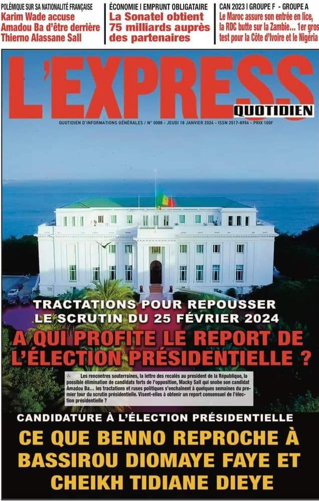 🇸🇳 Les gros titres du jour au Sénégal : Jeudi 18 Janvier 2024 27 FB IMG 1705567305845