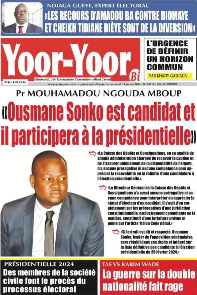 🇸🇳 Les gros titres du jour au Sénégal : Jeudi 18 Janvier 2024 20 FB IMG 1705567316720