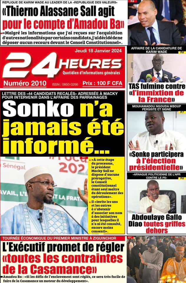 🇸🇳 Les gros titres du jour au Sénégal : Jeudi 18 Janvier 2024 11 FB IMG 1705567330295