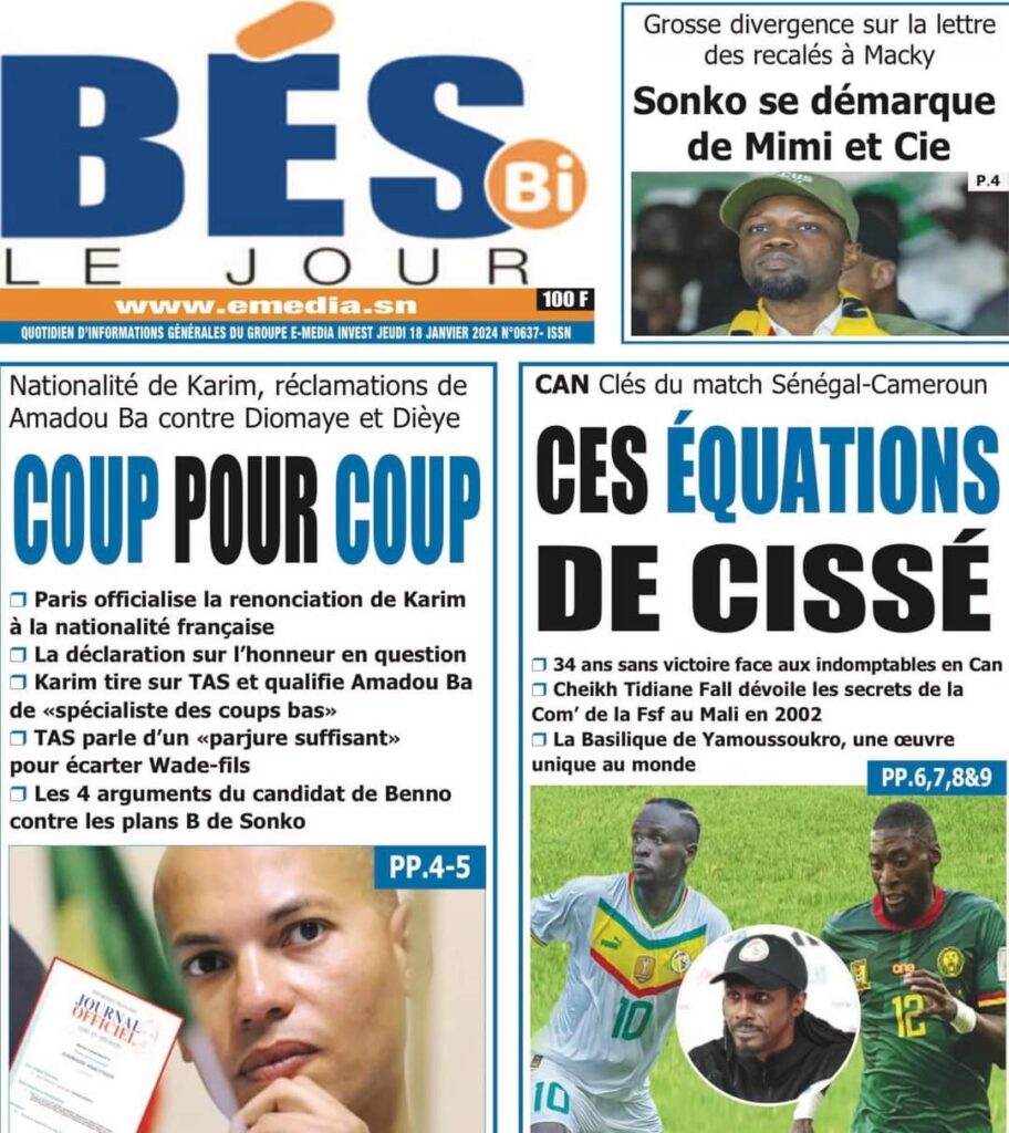 🇸🇳 Les gros titres du jour au Sénégal : Jeudi 18 Janvier 2024 10 FB IMG 1705567331931