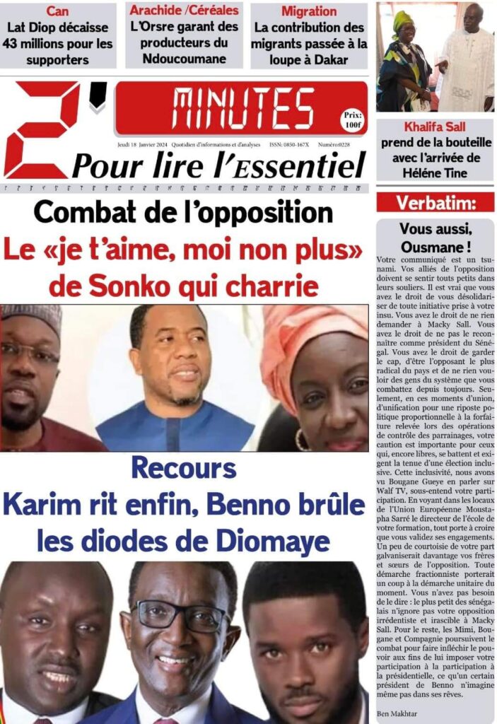 🇸🇳 Les gros titres du jour au Sénégal : Jeudi 18 Janvier 2024 8 FB IMG 1705567335300