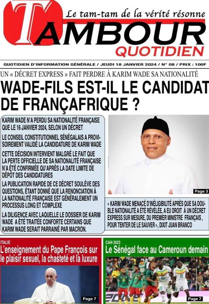 🇸🇳 Les gros titres du jour au Sénégal : Jeudi 18 Janvier 2024 5 FB IMG 1705567339786