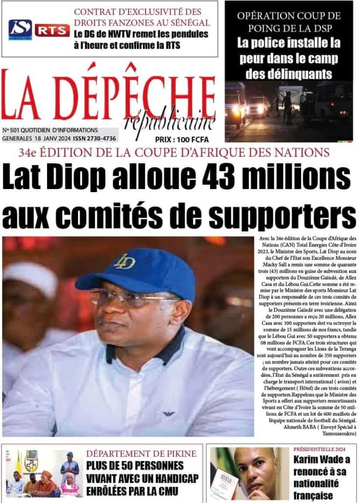 🇸🇳 Les gros titres du jour au Sénégal : Jeudi 18 Janvier 2024 3 FB IMG 1705567343449