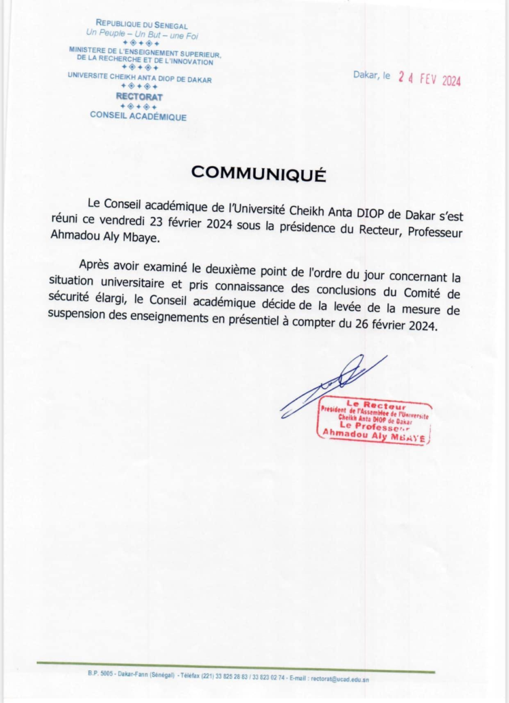 🇸🇳 Reprise des cours en présentiel à l'Université Cheikh Anta Diop 2 image 152