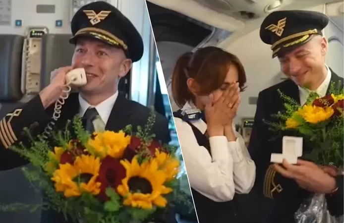 🇵🇱 De l’amour dans l’air: un pilote polonais demande une hôtesse de l’air en mariage en plein vol