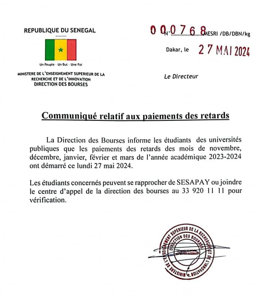 🇸🇳 Paiement des Bourses : 5 Mois de Retards Finalement Régularisés 2 441925872 864829079020229 7739471344086133128 n 1