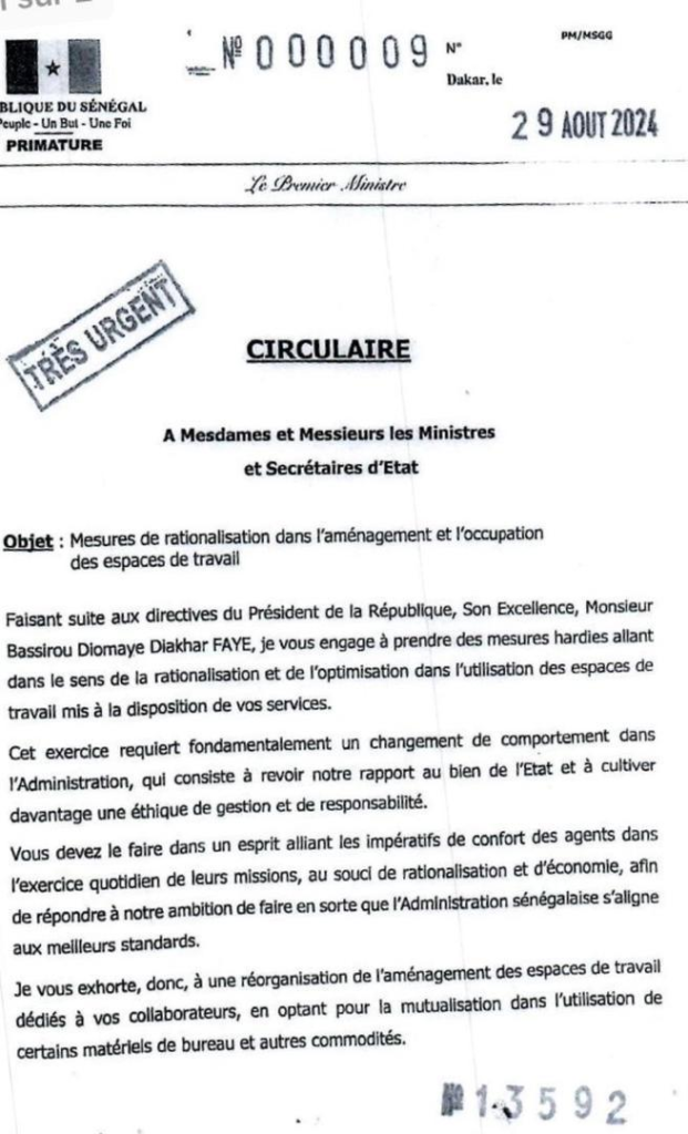 🇸🇳 Ousmane Sonko Prend des Mesures Contre le Gaspillage dans l’Administration : Une Lettre Circulaire pour Réglementer l’Usage des Appareils Électriques 1 image 89