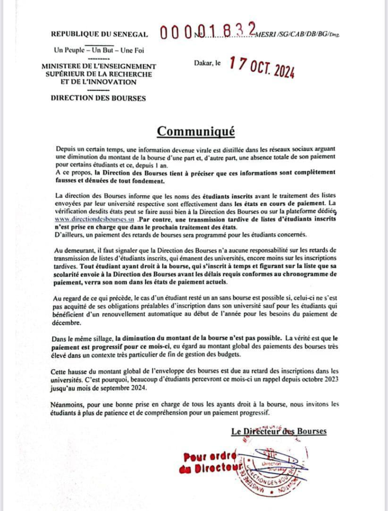 🇸🇳 Rumeurs sur la réduction des bourses étudiantes : la Direction des Bourses clarifie la situation 2 image 103