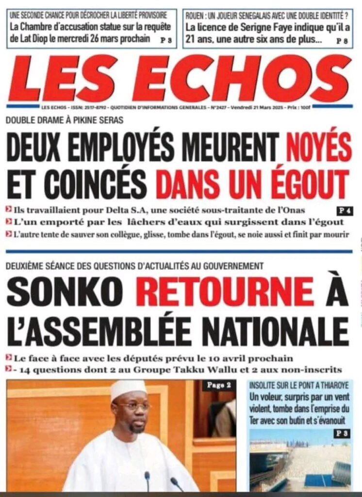 🇸🇳 Les gros titres du jour au Sénégal : Vendredi 21 Mars 2025 14 486245269 996046202624733 79017119944266654 n