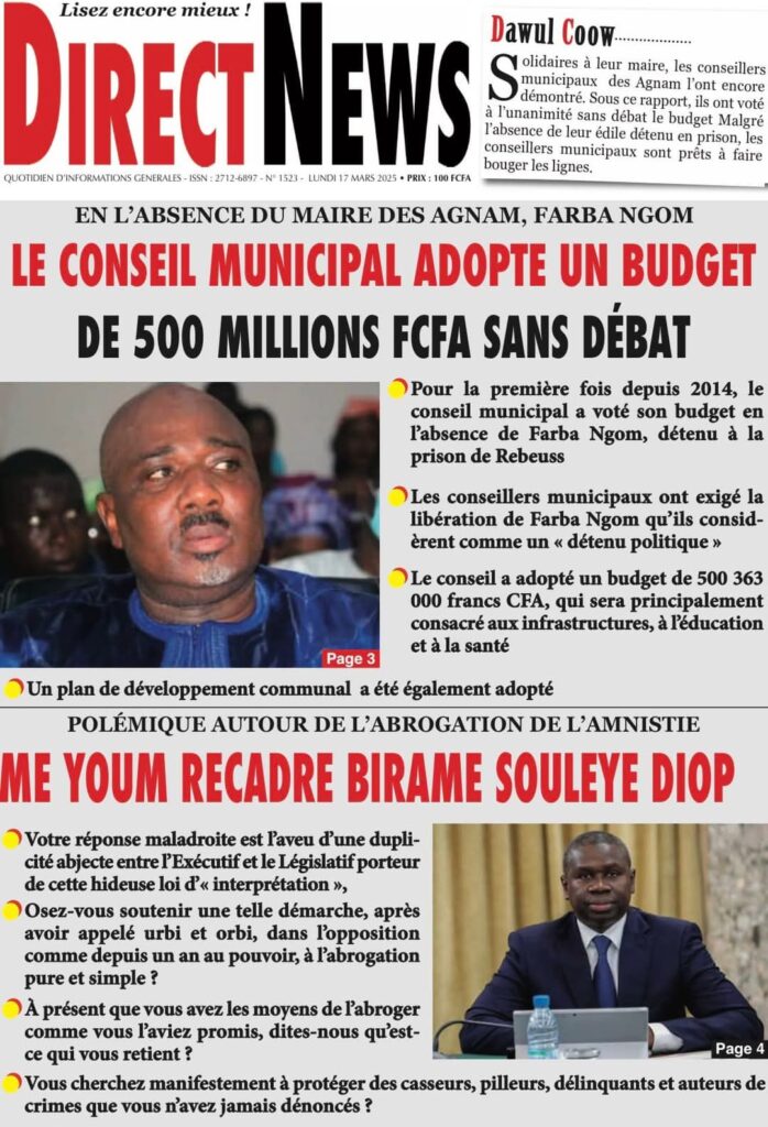 🇸🇳 Les gros titres du jour au Sénégal : Lundi 17 Mars 2025 24 FB IMG 1742189721283