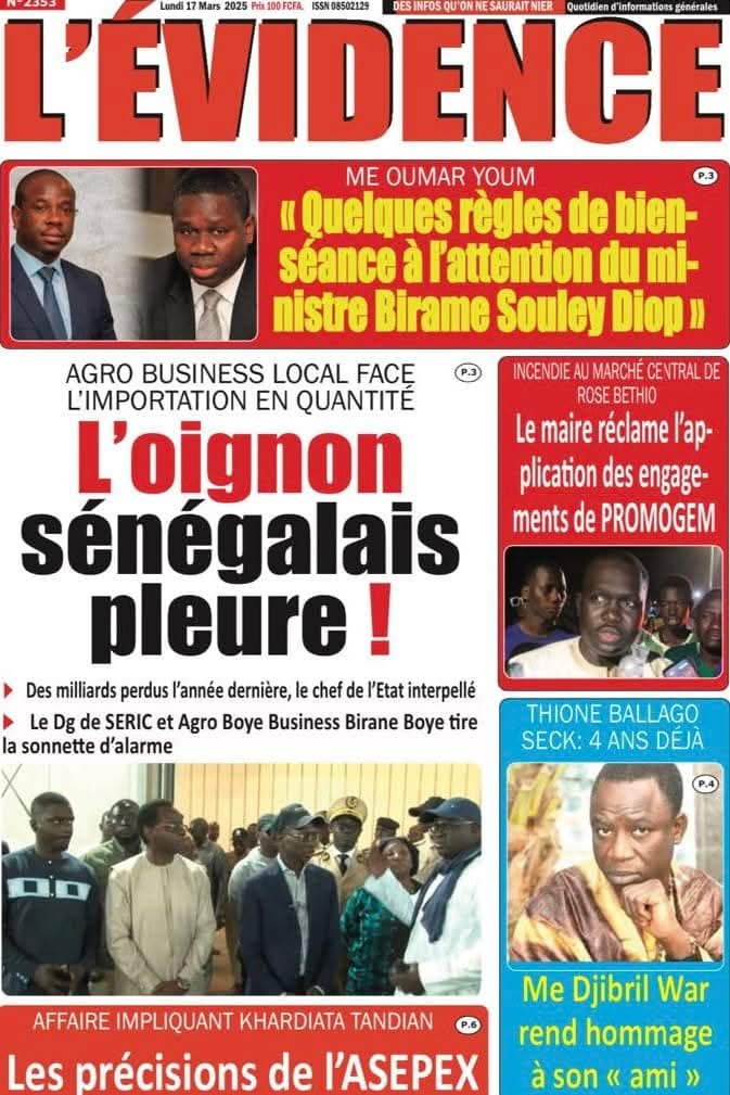🇸🇳 Les gros titres du jour au Sénégal : Lundi 17 Mars 2025 27 FB IMG 1742189725695