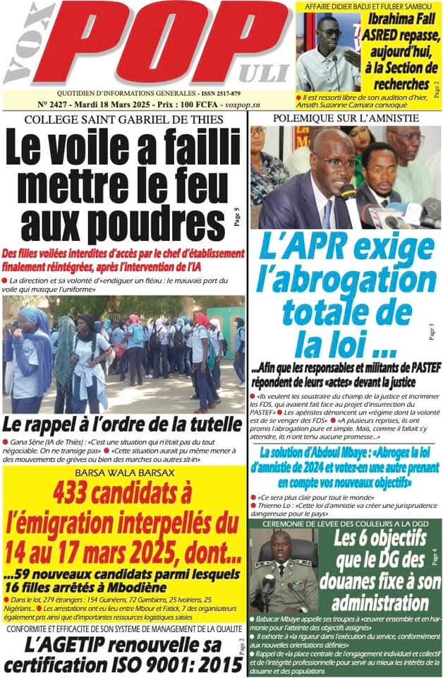 🇸🇳 Les gros titres du jour au Sénégal : Mardi 18 Mars 2025 8 FB IMG 1742274805737